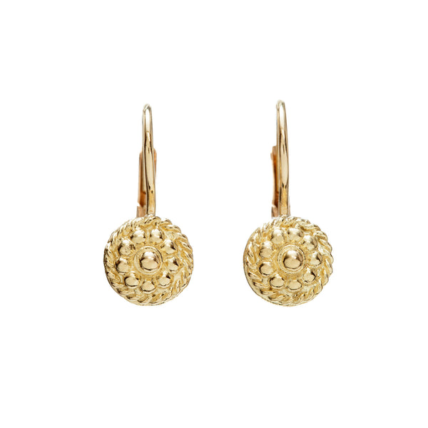 Rosette Flower Twist Earrings in Solid 18K Gold