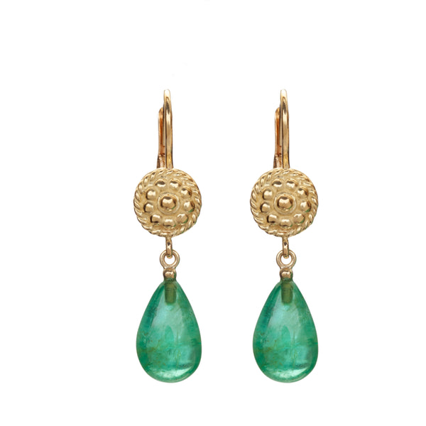 Emerald Flower Twist Earrings