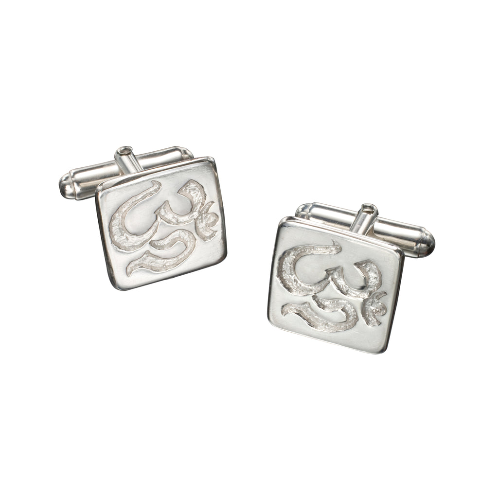 Silver Om Cuff Links