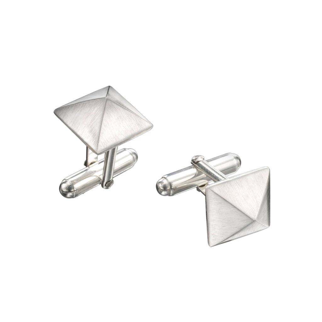 Silver Pyramid Cuff Links