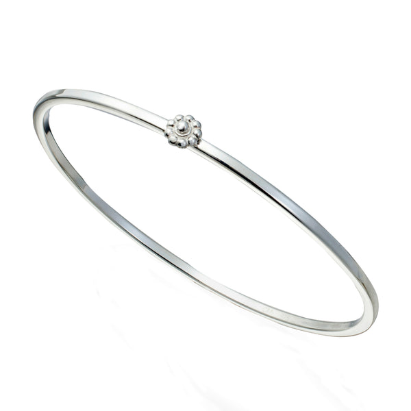 Silver Rosette Bangle Bracelet