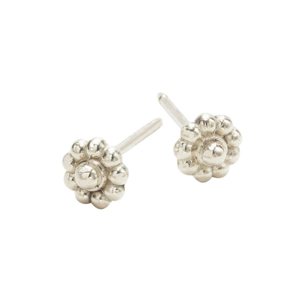 White Gold Rosette Stud Earrings