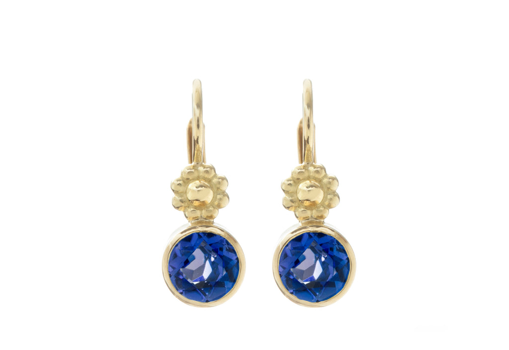 Sapphire Rosette Lever Back Earrings