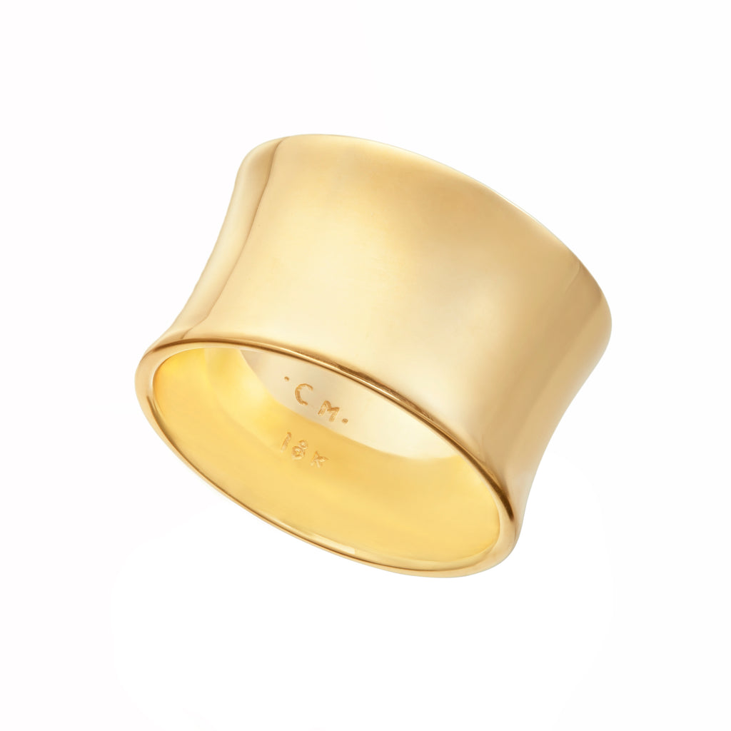 Tall Concave Yellow Gold Ring