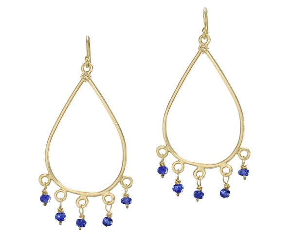 Blue Sapphire & Yellow Gold Taj Earrings