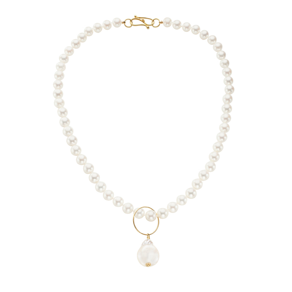 Akoya Pearl Necklace with South Sea Baroque Pearl Pendant