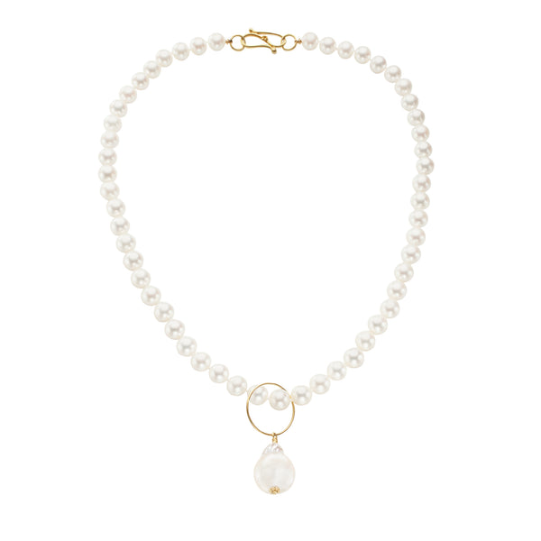 Akoya Pearl Necklace with South Sea Baroque Pearl Pendant